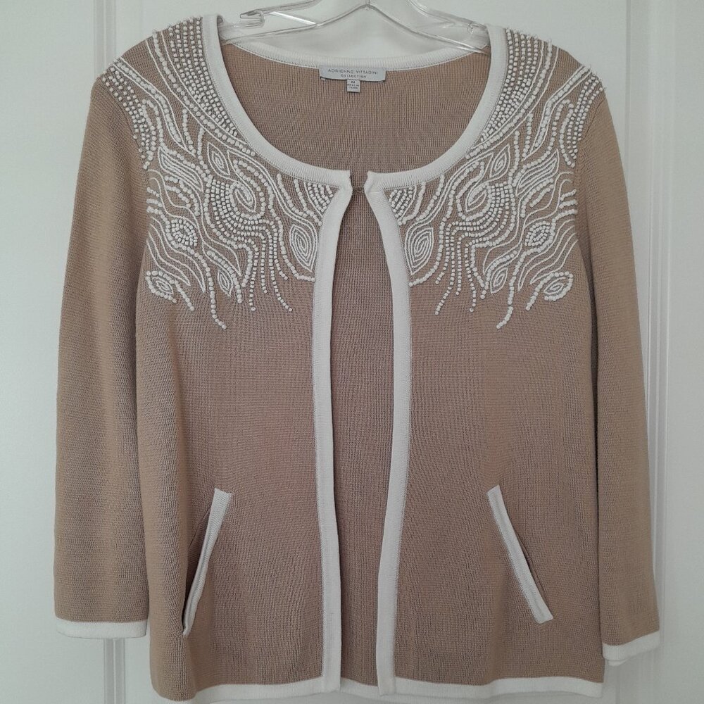 Adrienne Vittadini Embellished Beaded Sweater